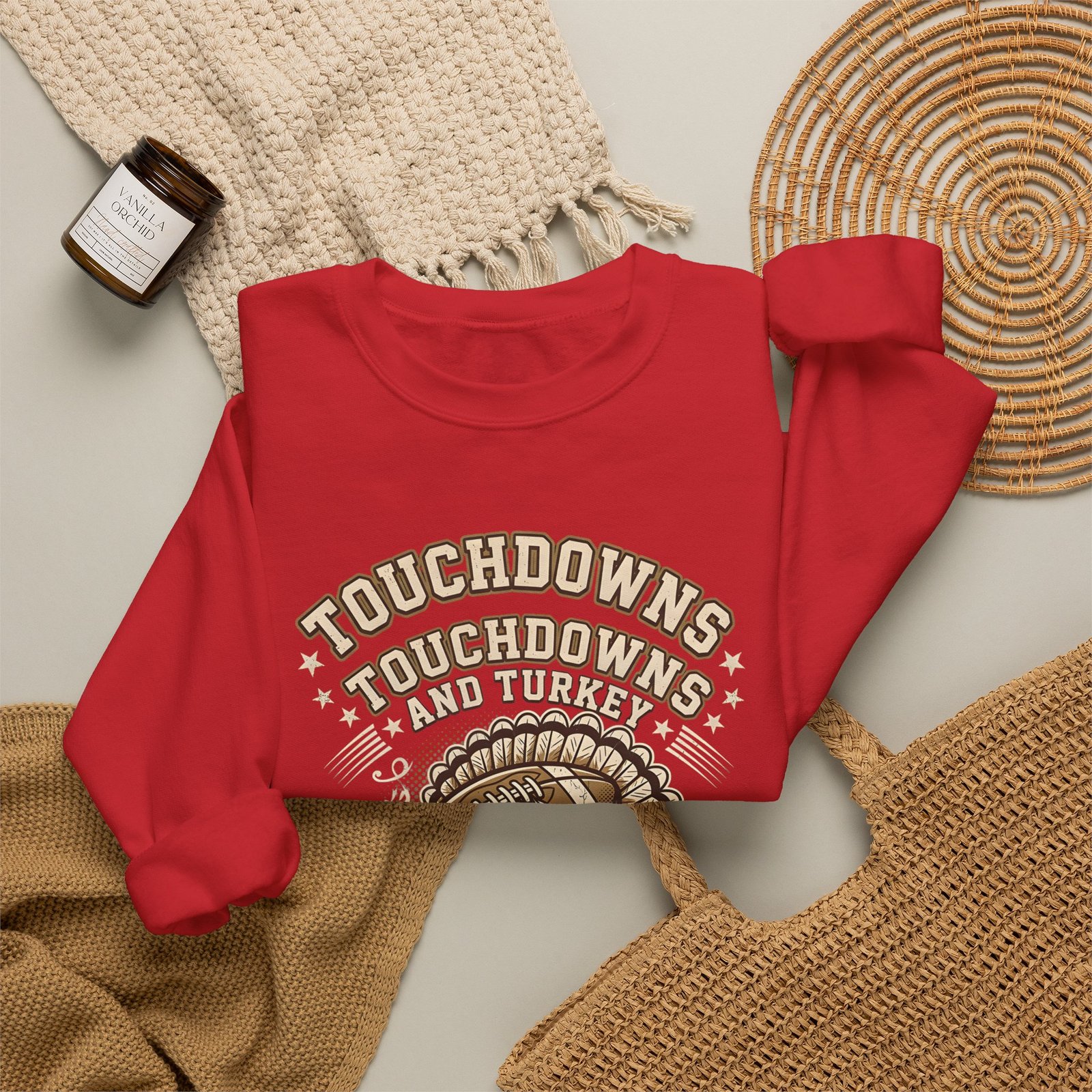 Touchdowns and Turkey Thanksgiving Day Design Sweatshirt - Image 72