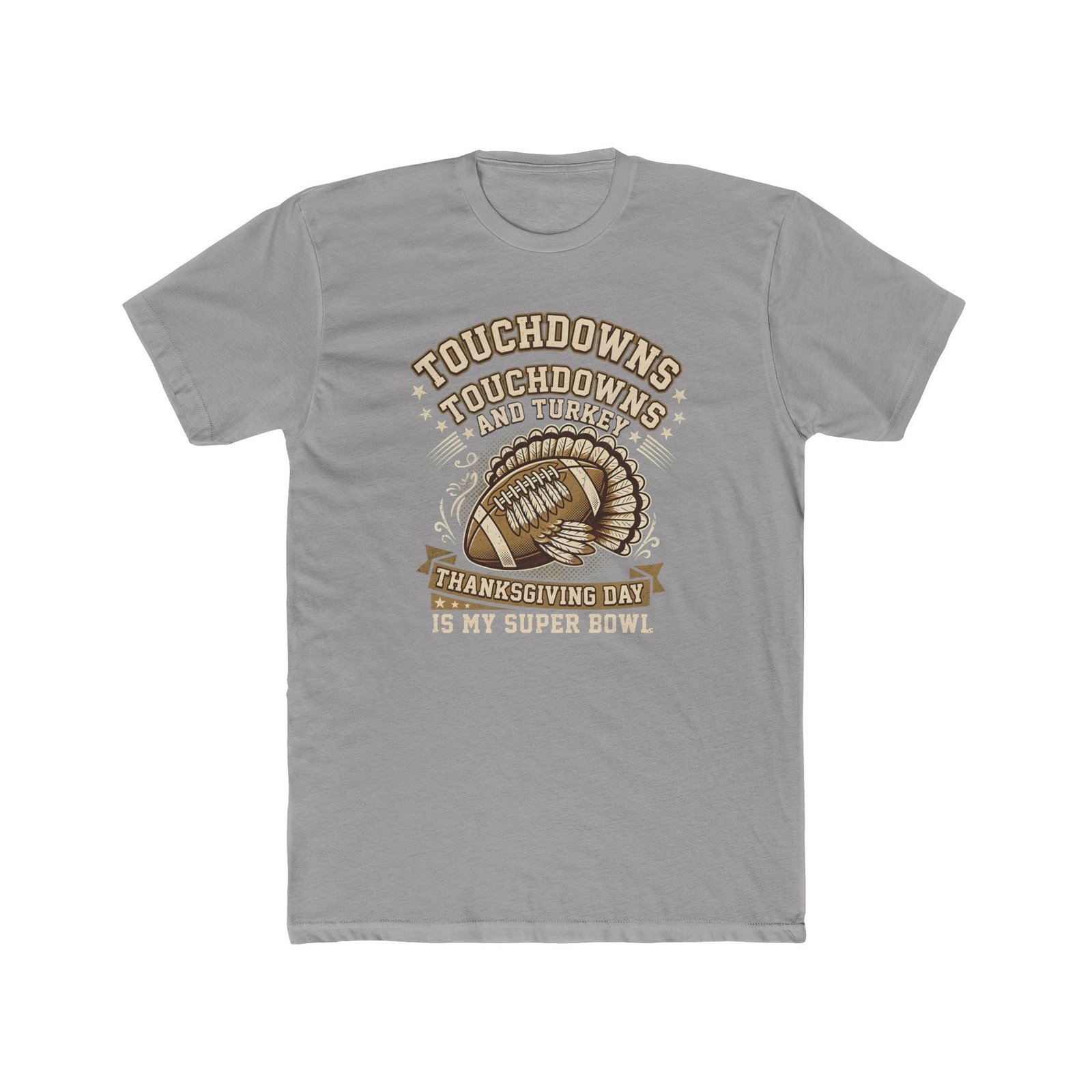 Touchdowns and Turkey Thanksgiving Day Design T-Shirt - Image 9