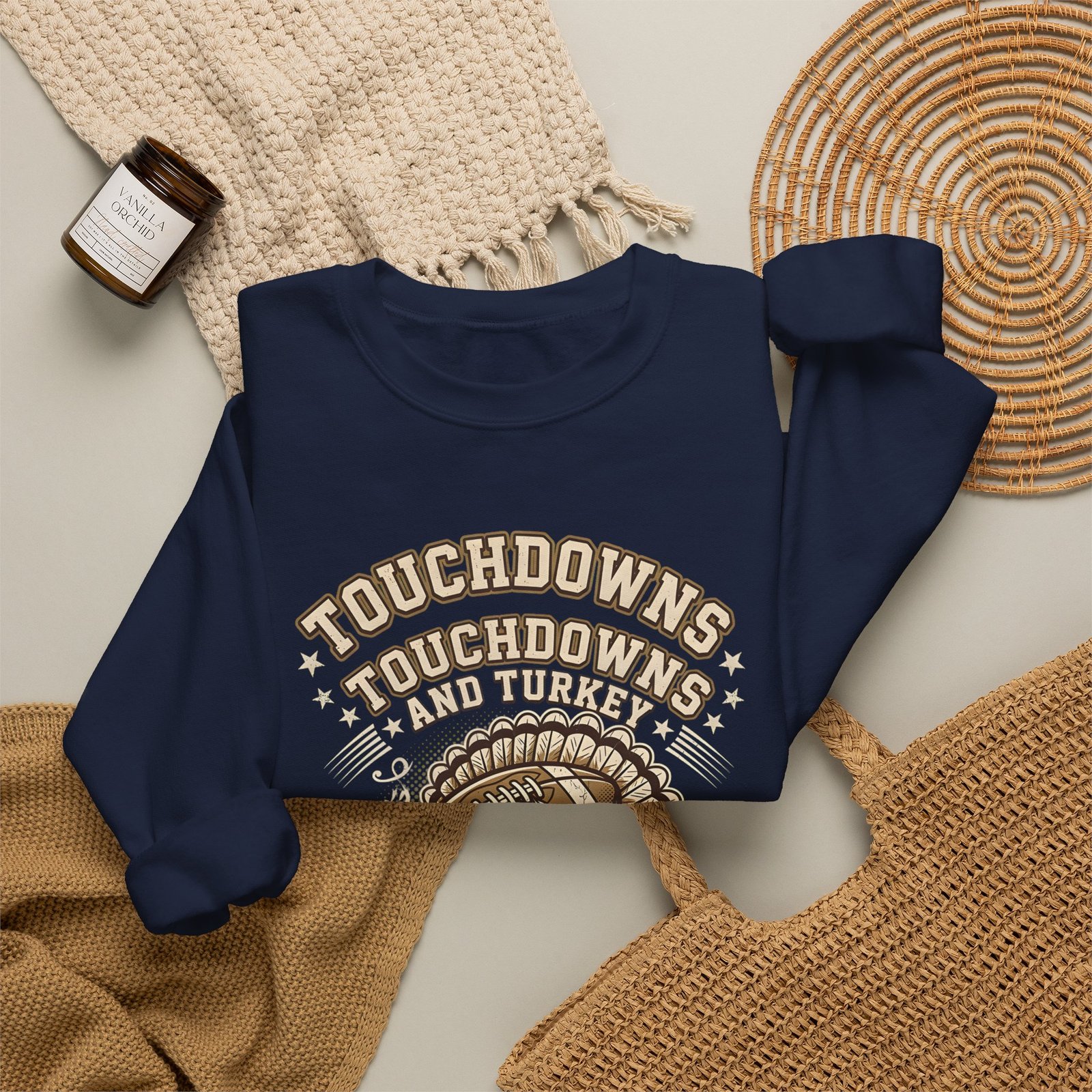 Touchdowns and Turkey Thanksgiving Day Design Sweatshirt - Image 56