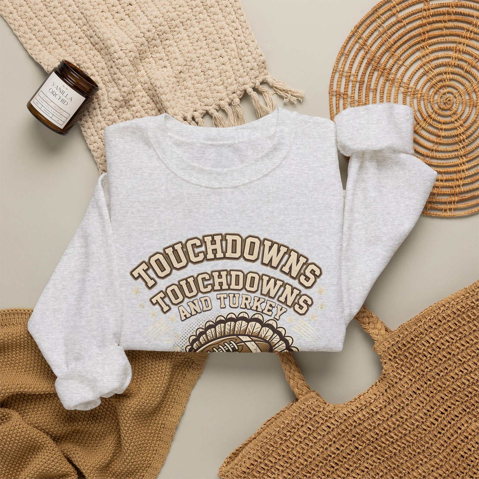Touchdowns and Turkey Thanksgiving Day Design Sweatshirt - Image 12