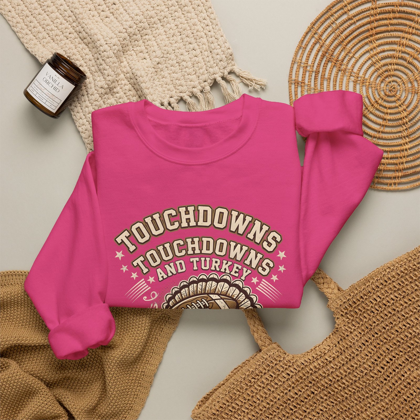 Touchdowns and Turkey Thanksgiving Day Design Sweatshirt - Image 68