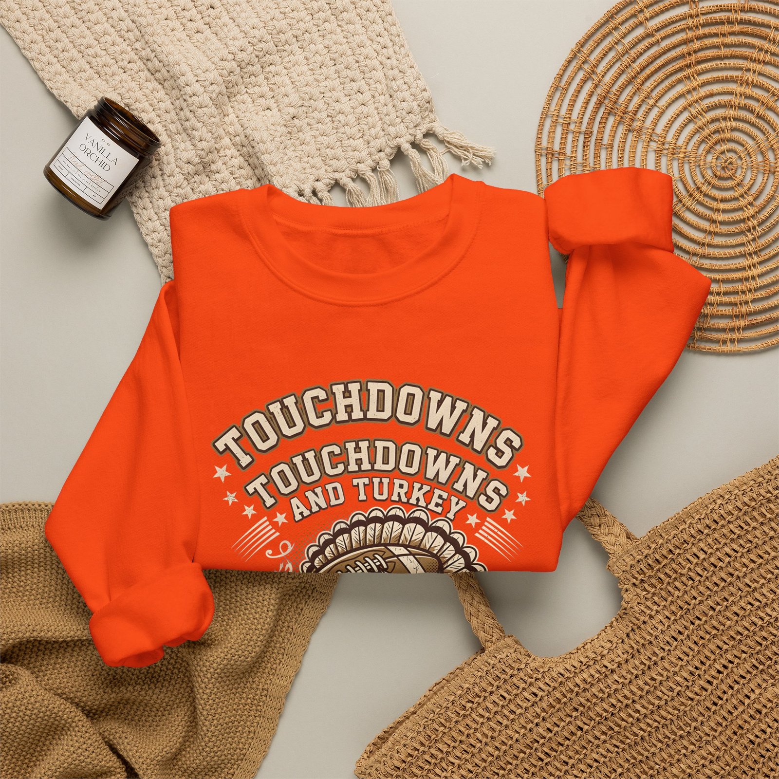 Touchdowns and Turkey Thanksgiving Day Design Sweatshirt - Image 28