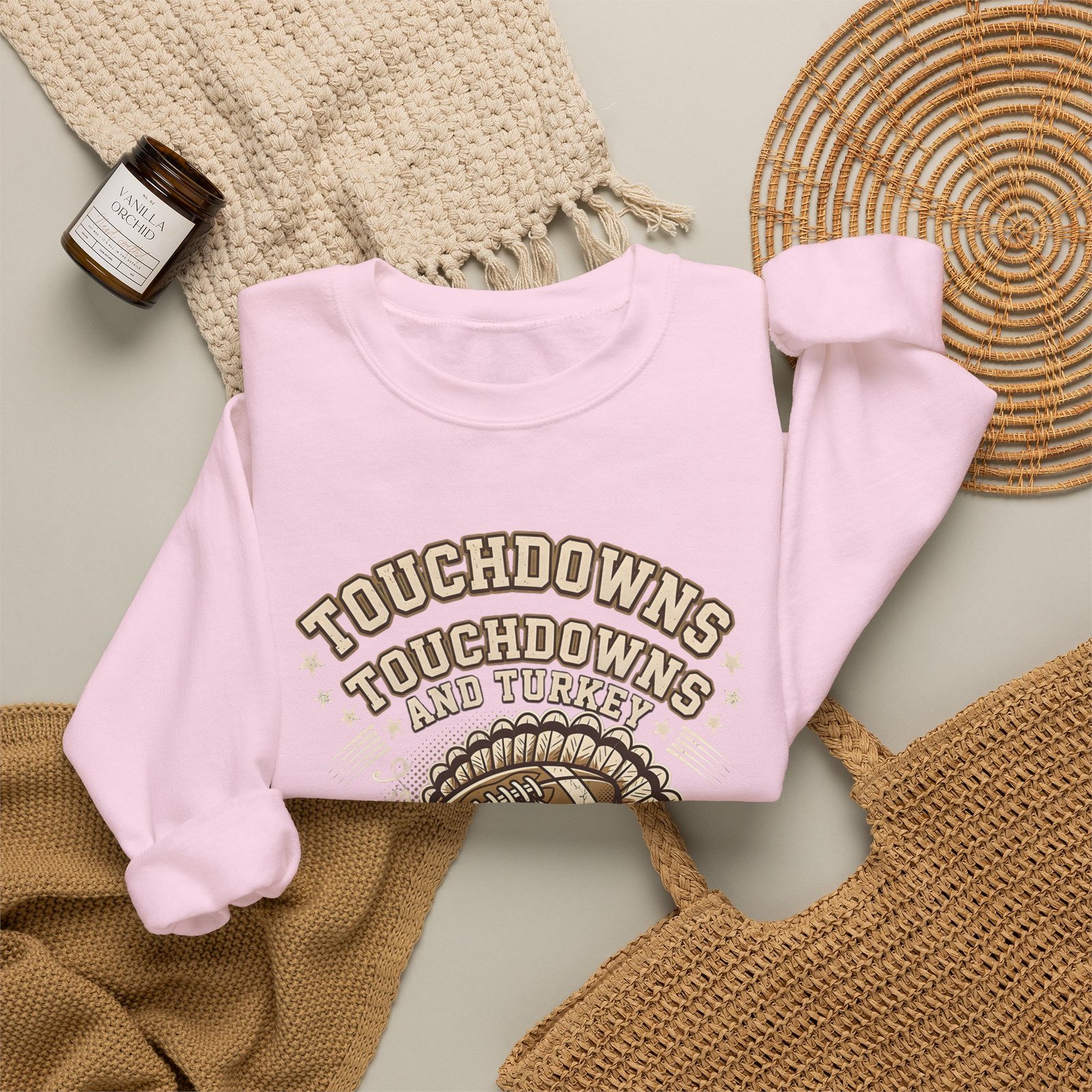 Touchdowns and Turkey Thanksgiving Day Design Sweatshirt - Image 64
