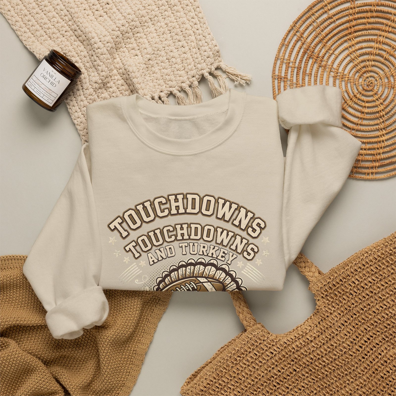 Touchdowns and Turkey Thanksgiving Day Design Sweatshirt - Image 16
