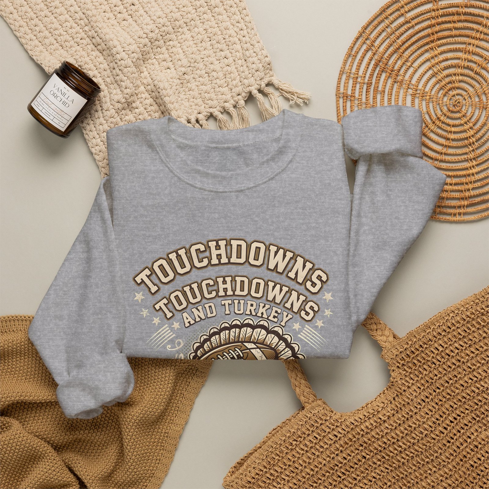 Touchdowns and Turkey Thanksgiving Day Design Sweatshirt - Image 20