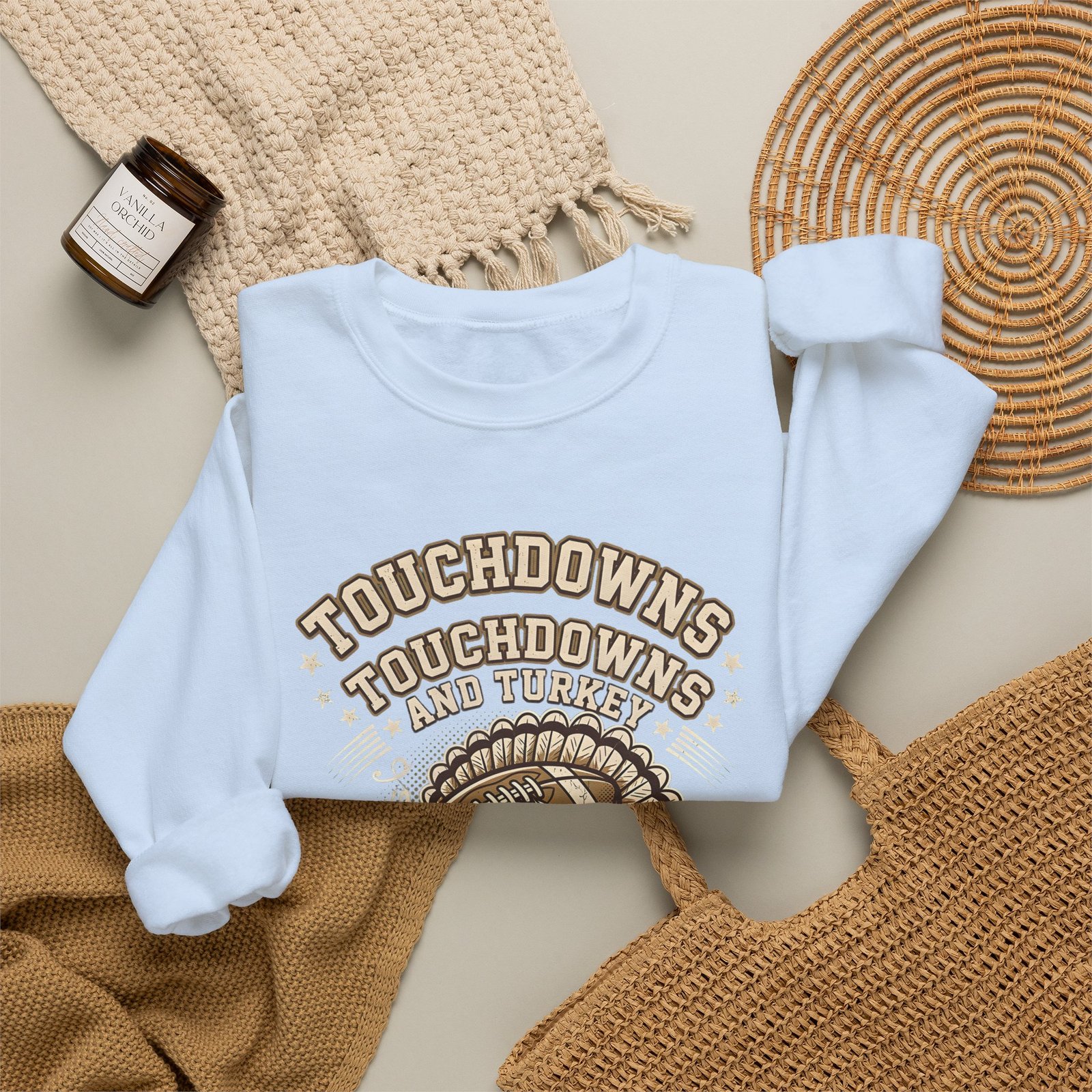 Touchdowns and Turkey Thanksgiving Day Design Sweatshirt - Image 52