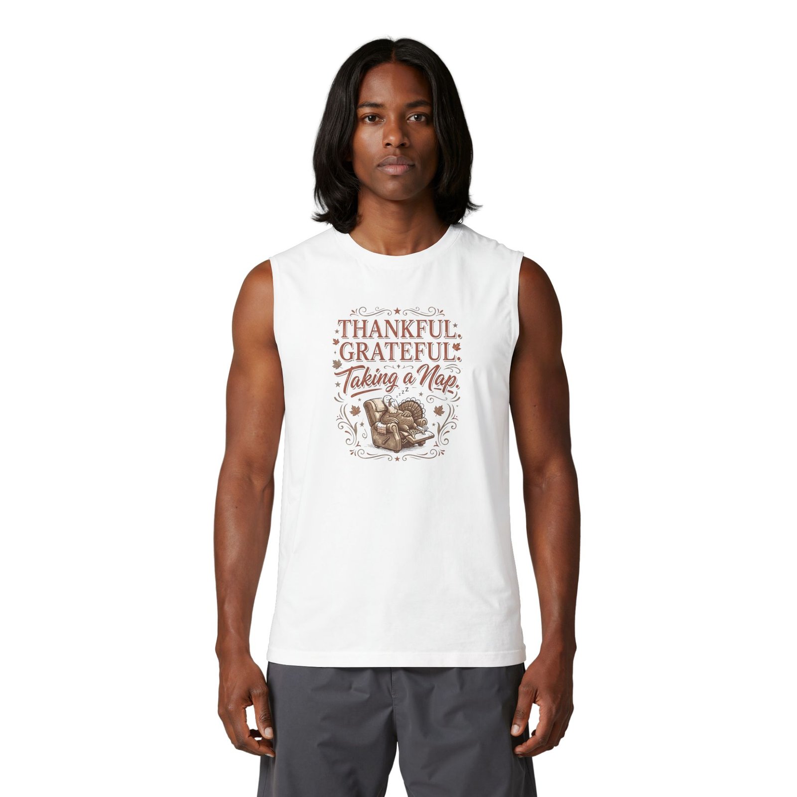 Thankful Grateful Taking a Nap Design Tank Top - Image 3