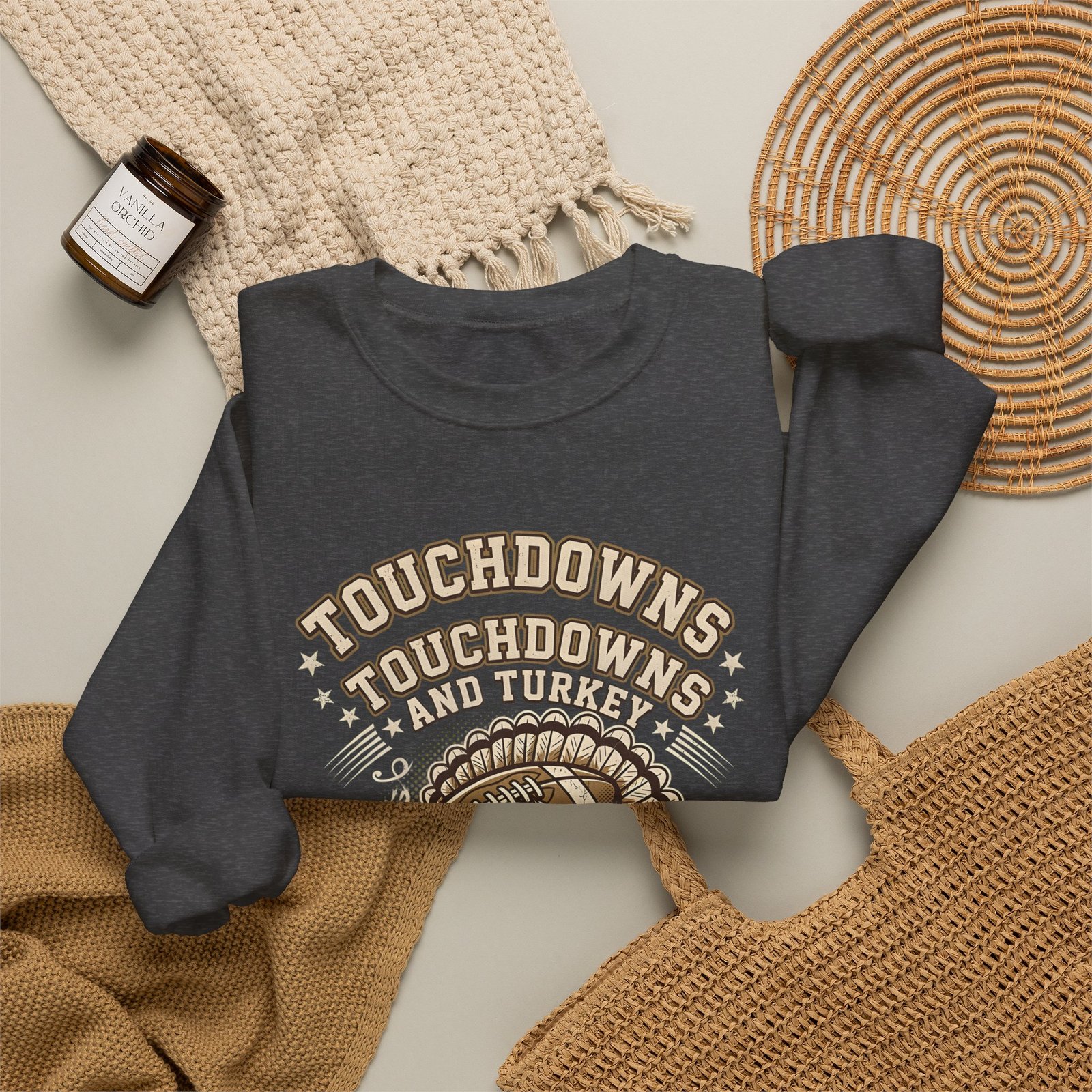 Touchdowns and Turkey Thanksgiving Day Design Sweatshirt - Image 48