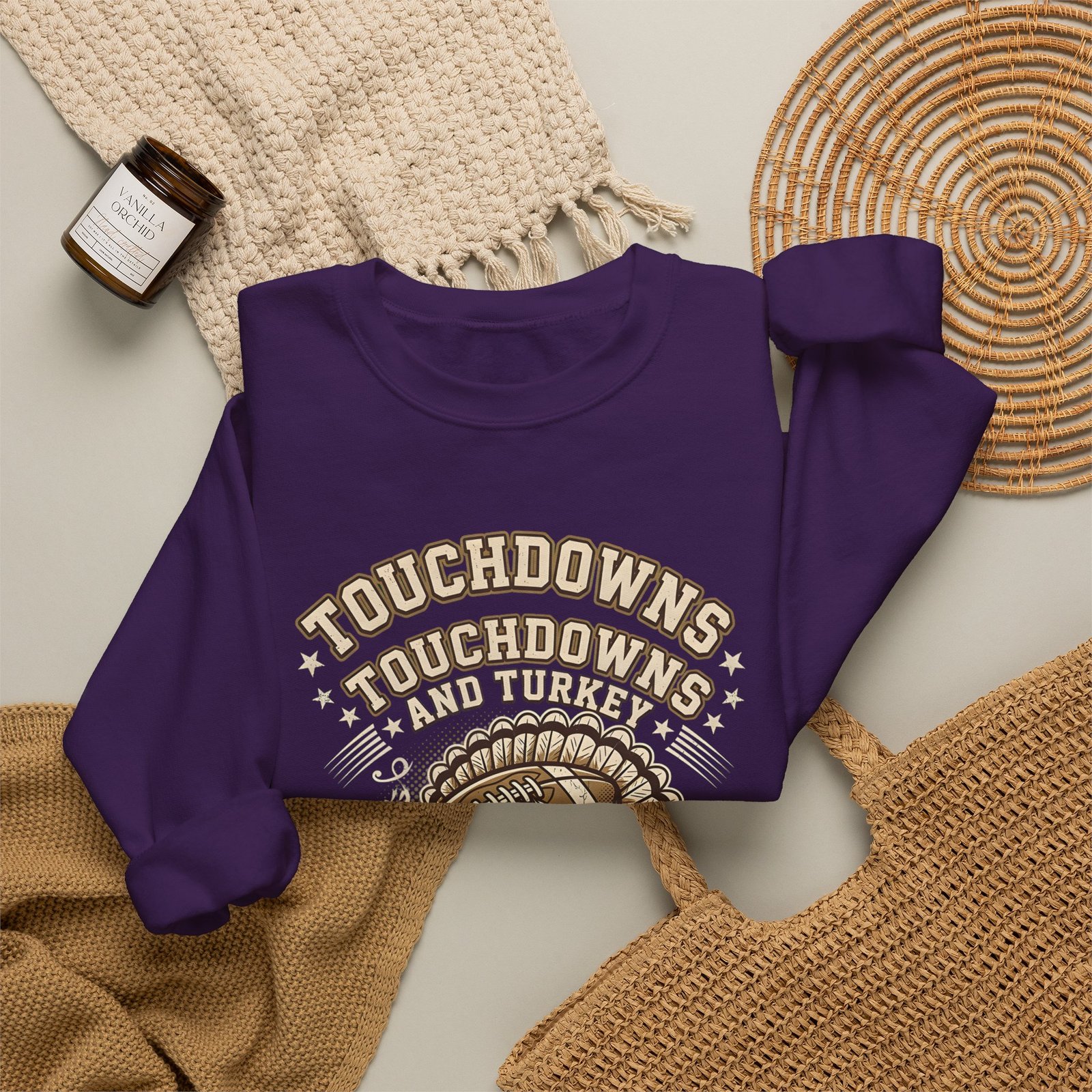 Touchdowns and Turkey Thanksgiving Day Design Sweatshirt - Image 60